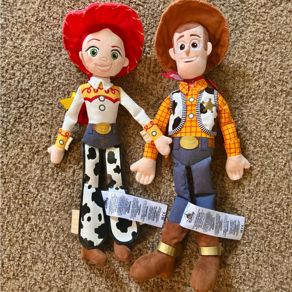 Disney Toy Story Jessie & Woody Plush Dolls - Red, Brown, Yellow, Black, White